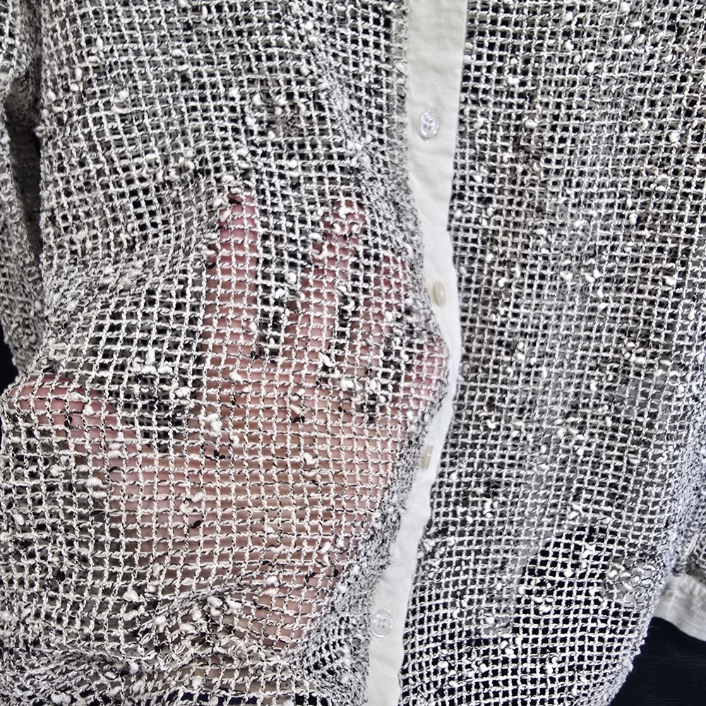 Chic White Mesh Button Down Shirt - Picture 3 of 6
